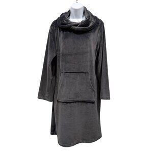 Softies Cowl Neck Ultra Soft Pocket Dream Lounger Dress Charcoal Gray Womens S/M